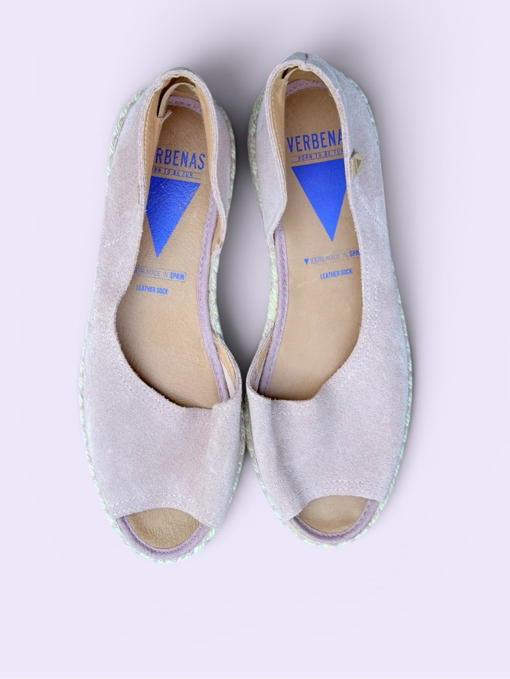 Verbenas Cruz Pink Suede Peep Toe Espadrille Flats